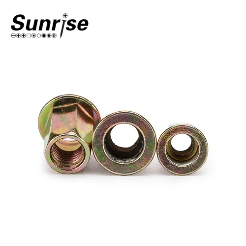 Full Hex Flat Head Rivet Nut Yellow Zinc